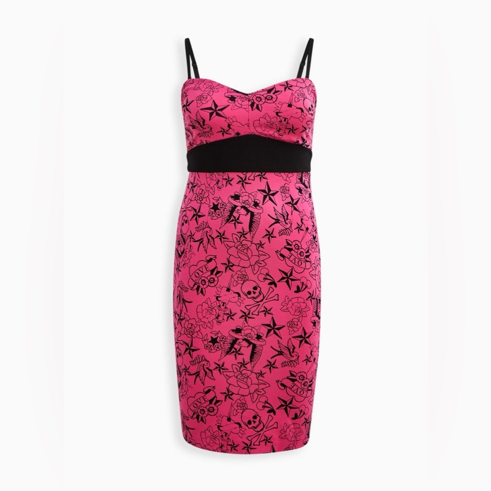 Betsey Johnson Pink Tattoo Convert Dress, size 10